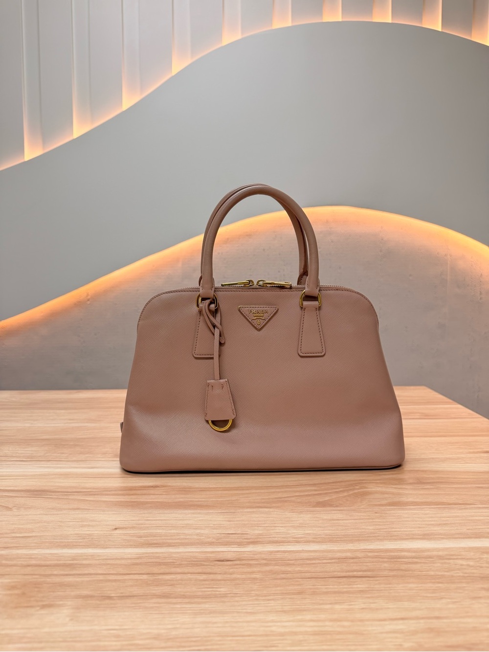 Prada Taupe Brown Leather Top-Handle Satchel